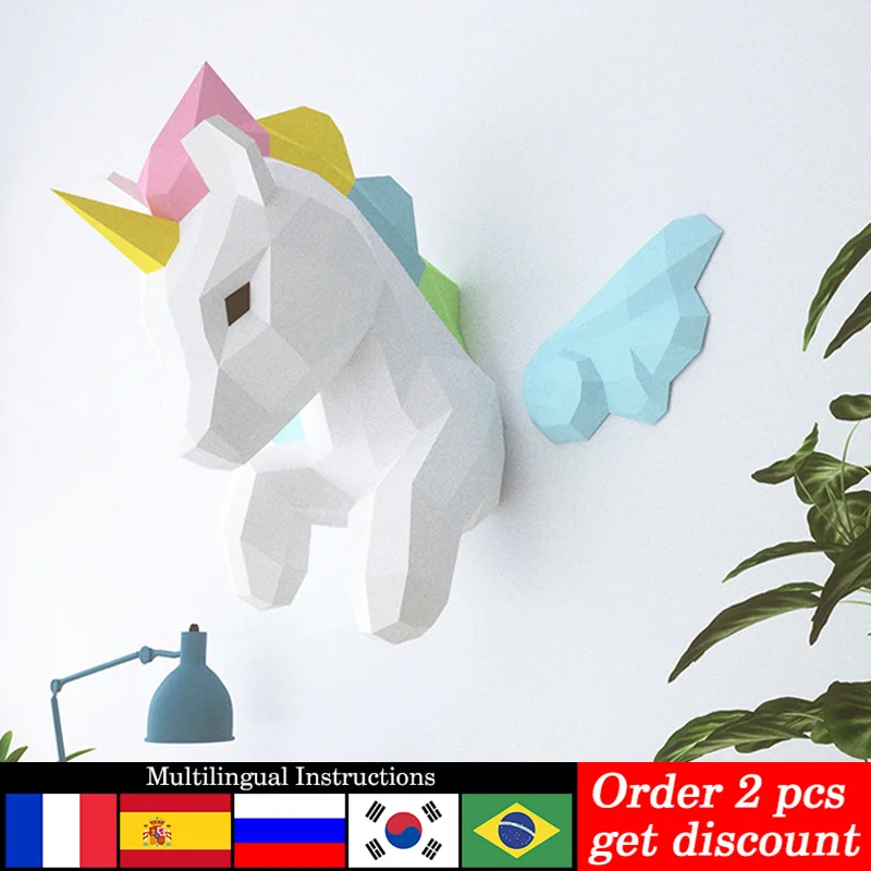 Art Craft Cardboard - Tęczowy jednorożec dekoracje ścienne ze zwierzętami